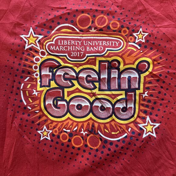 Liberty University Marching Band 2017 Feelin’ Good Red Graphic T Shirt Mens Med - Picture 6 of 8